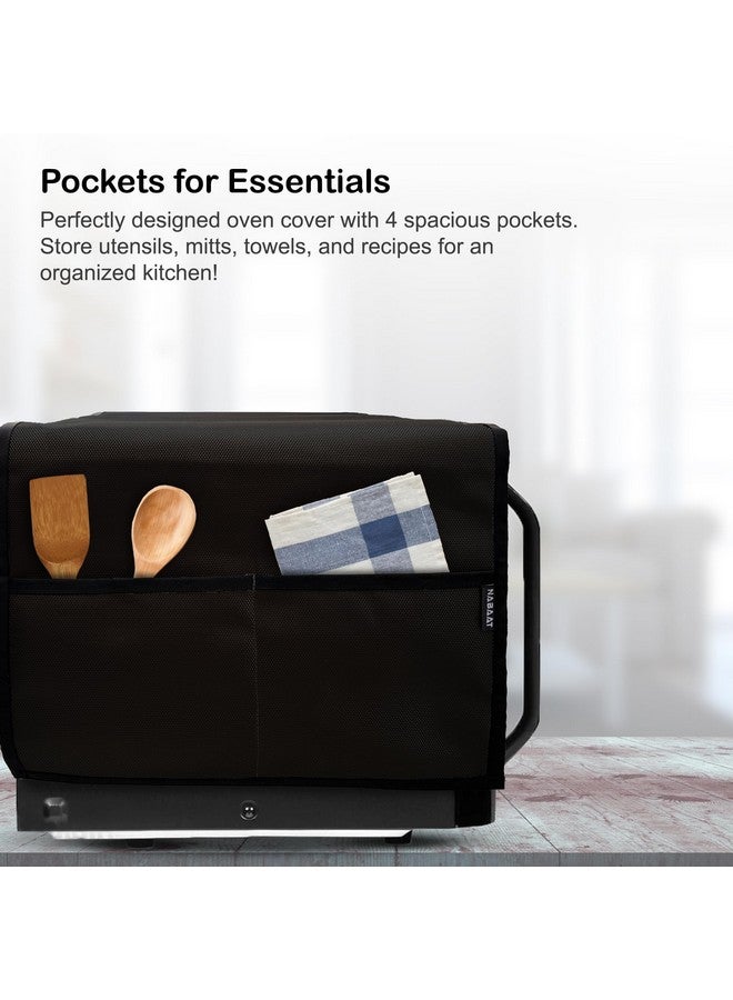 NABAAT Microwave Oven Cover for Kitchen Decor Durable Dustproof Waterproof Modern Design with 4 Side Pockets for Kitchen Accessories - Black (100 x 35cm) - Image 4