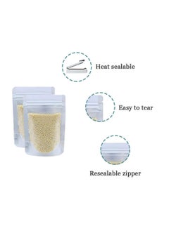 KAWALIB 50 Pcs Resealable Stand Up Bags Matte Clear Zipper Lock Heat Seal Pouches with Tear Notch for Zip Food Storage  - Image 3