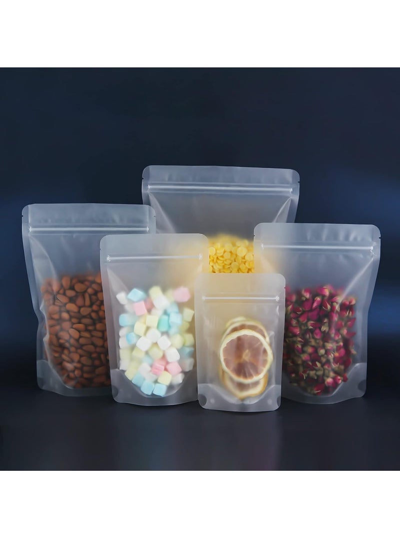 KAWALIB - 50 Pcs Resealable Stand Up Bags Matte Clear Zipper Lock Heat Seal Pouches with Tear Notch for Zip Food Storage - Image 1