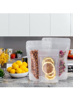 KAWALIB 50 Pcs Resealable Stand Up Bags Matte Clear Zipper Lock Heat Seal Pouches with Tear Notch for Zip Food Storage  - Image 4