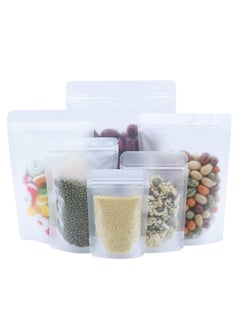 KAWALIB 50 Pcs Resealable Stand Up Bags Matte Clear Zipper Lock Heat Seal Pouches with Tear Notch for Zip Food Storage  - Image 1