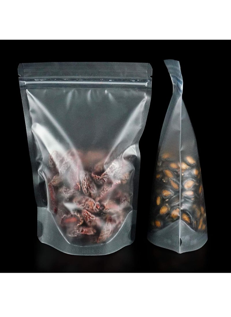 KAWALIB - 50 Pcs Resealable Stand Up Bags Matte Clear Zipper Lock Heat Seal Pouches with Tear Notch for Zip Food Storage - Image 1