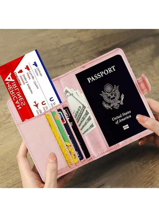 ZYAQUDEC Passport Holder with Vaccine Card Slot, Travel Wallet, pink, Modern - Image 4