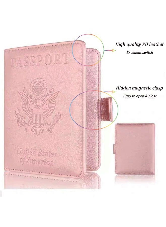 ZYAQUDEC Passport Holder with Vaccine Card Slot, Travel Wallet, pink, Modern - Image 3