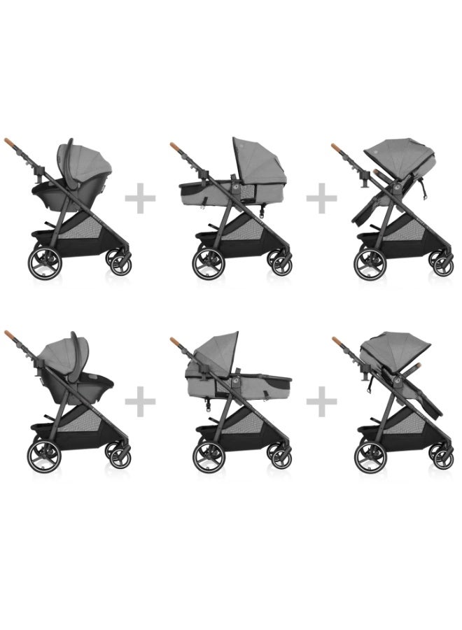 Evenflo - Shyft Intuiti Travel System with Revolve180 LiteMax NXT Rotational Infant Car Seat - Fossil Gray - Image 2