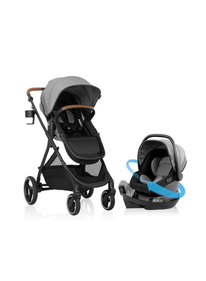 Evenflo - Shyft Intuiti Travel System with Revolve180 LiteMax NXT Rotational Infant Car Seat - Fossil Gray - Image 1