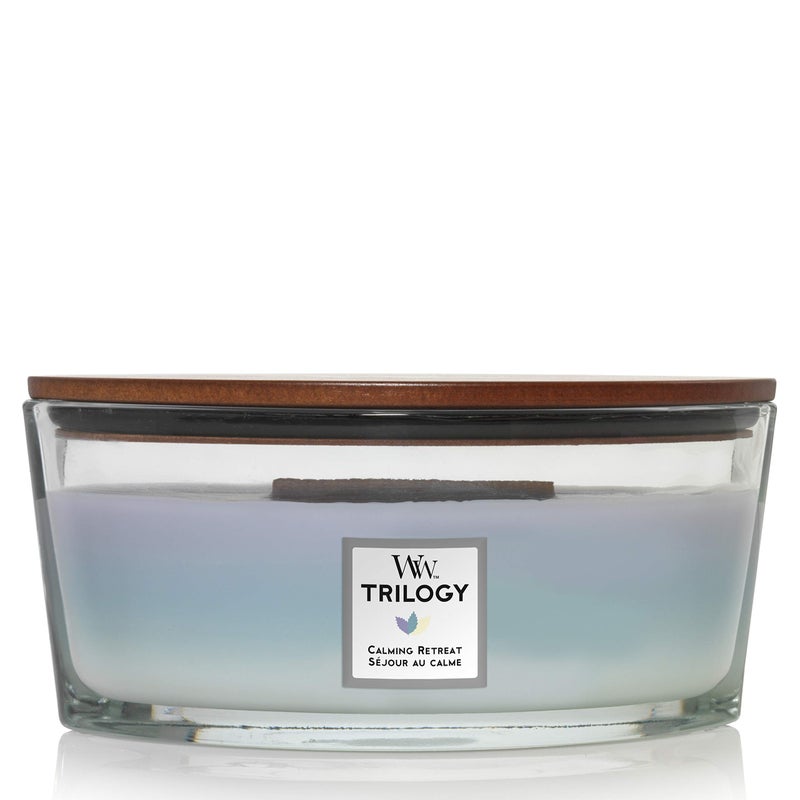 WoodWick Ellipse Trilogy Scented Candle  Calming Retreat  with Crackling Wick  Burn Time Up to 50 Hours