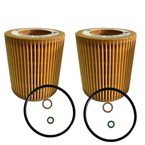 znakeauto 2 x Oil Filter Element Set Fit for BMW 128i 135i 323i 325i 328i 330i 335i 428i 435i 525i 528i 530i 535i 640i 740i Hybrid 3 5 7 M235 X1 X3 X4 X5 X6 Z4Part No 11427541827 11427953129 - Image 1
