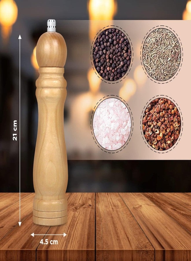Cyrox Wooden Manual Salt Pepper Grinder Mill Salt and Pepper Mixer Spice Seasoning Mill Sprinkler Manual Shaker Grinder, Spice Storage Ceramic Crusher (1Pcs) - Image 2