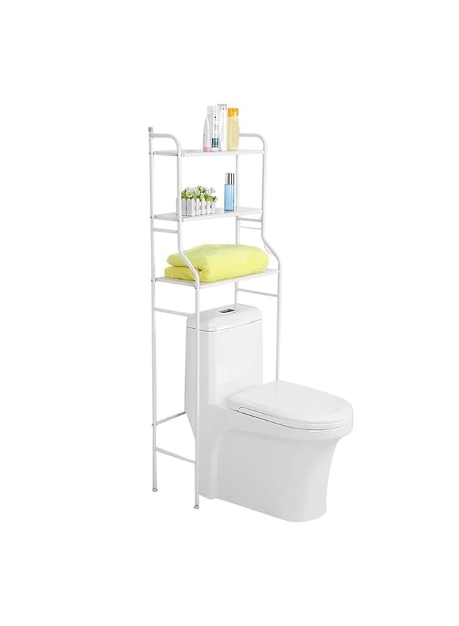 U-HOOME Toilet Bathroom Shelf – 3 Tier Iron Toilet Bathroom Towel Holder Rack Holder Over Bathroom Shelf Organiser Toilet Bathroom Storage Finishing Racks Shelf Washing Machine Unit White - Image 4