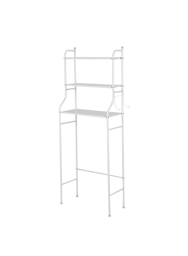 U-HOOME Toilet Bathroom Shelf – 3 Tier Iron Toilet Bathroom Towel Holder Rack Holder Over Bathroom Shelf Organiser Toilet Bathroom Storage Finishing Racks Shelf Washing Machine Unit White - Image 5