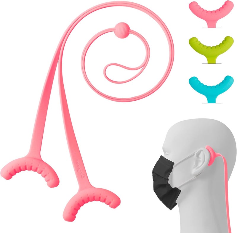 BONE COLLECTION Bone Lanyard Mask Tie (3 Packs), Face Mask Holder, Adjustable & Skin-Friendly Silicone Extender Strap, Ear Savers for Kids & Adults (Pink - Blue - Green) - Image 1