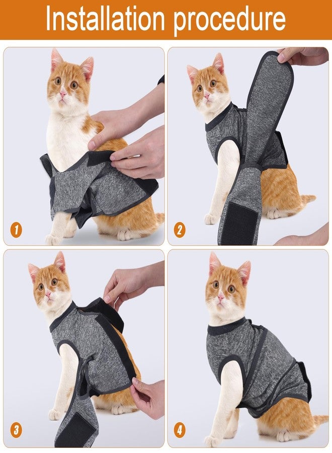SoeKoa Cat Anxiety Jacket, Anxiety Vest for Cats, Jackets for Cats Only, Self-Adhesive Adjustable Pet Calming Wrap Shirt,Calming Wrap for Pets to Relieve Stress (Grey, Large) - Image 2
