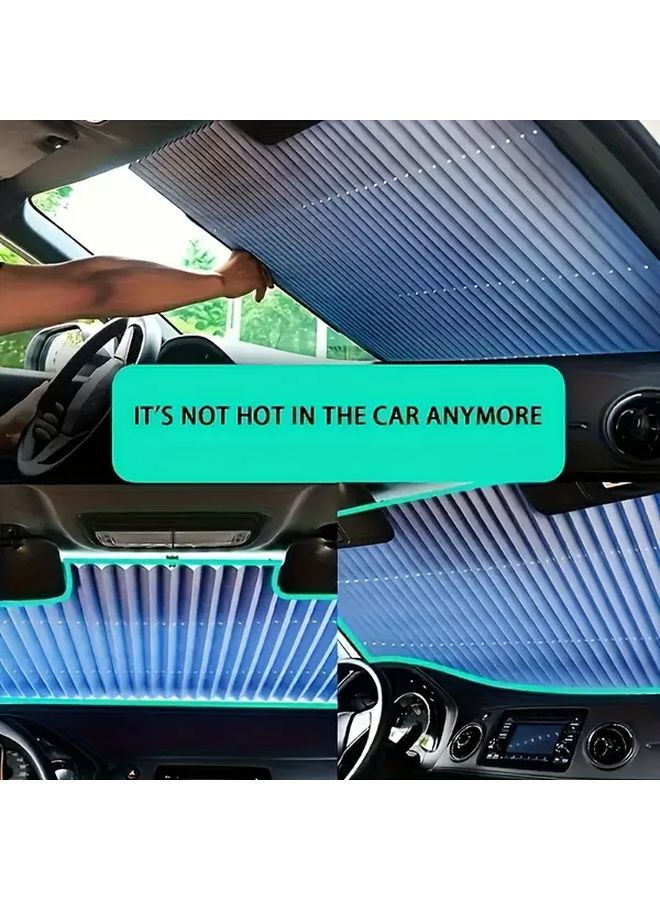 Retractable Car Sunshade Black 18 11inch UV Protection Heat Insulation Foldable - Image 3