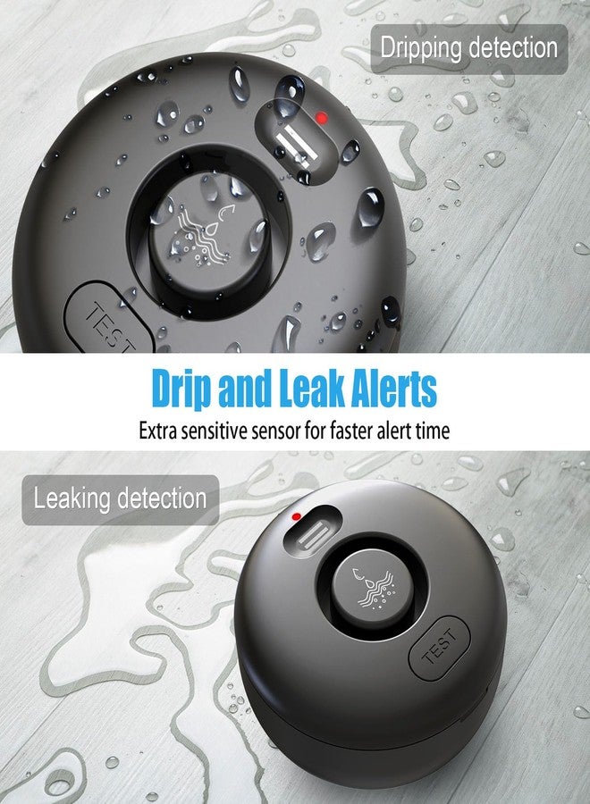 RUIKORING 5 Black Pack Water Leak Alarm Detector, 120dB Loud Alert Water Sensor, IP66 Waterproof, Sensitive Leak and Drip Alert, Easy Installation for Home, Basement Flood Prevention, Bathroom, Sink, Laundry - Image 2