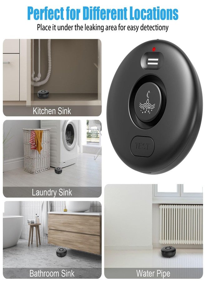 RUIKORING 5 Black Pack Water Leak Alarm Detector, 120dB Loud Alert Water Sensor, IP66 Waterproof, Sensitive Leak and Drip Alert, Easy Installation for Home, Basement Flood Prevention, Bathroom, Sink, Laundry - Image 4