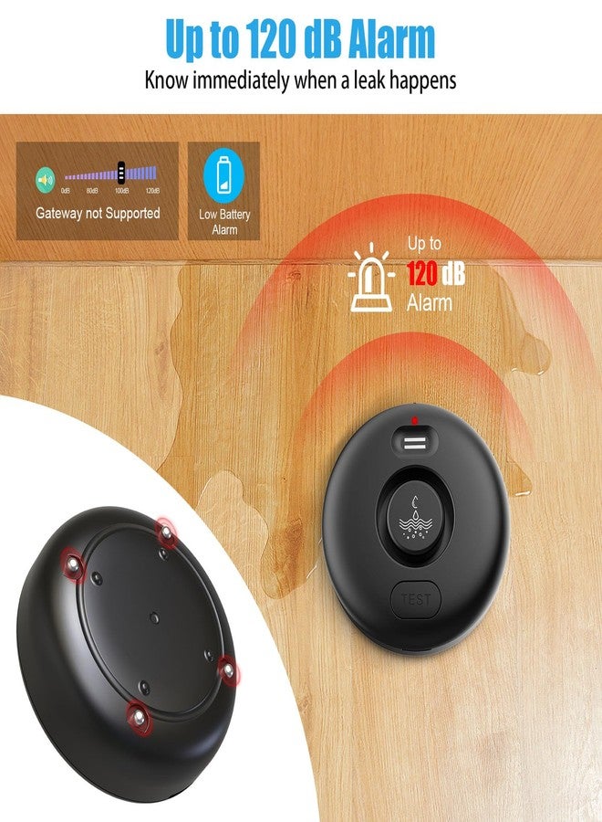 RUIKORING 5 Black Pack Water Leak Alarm Detector, 120dB Loud Alert Water Sensor, IP66 Waterproof, Sensitive Leak and Drip Alert, Easy Installation for Home, Basement Flood Prevention, Bathroom, Sink, Laundry - Image 3