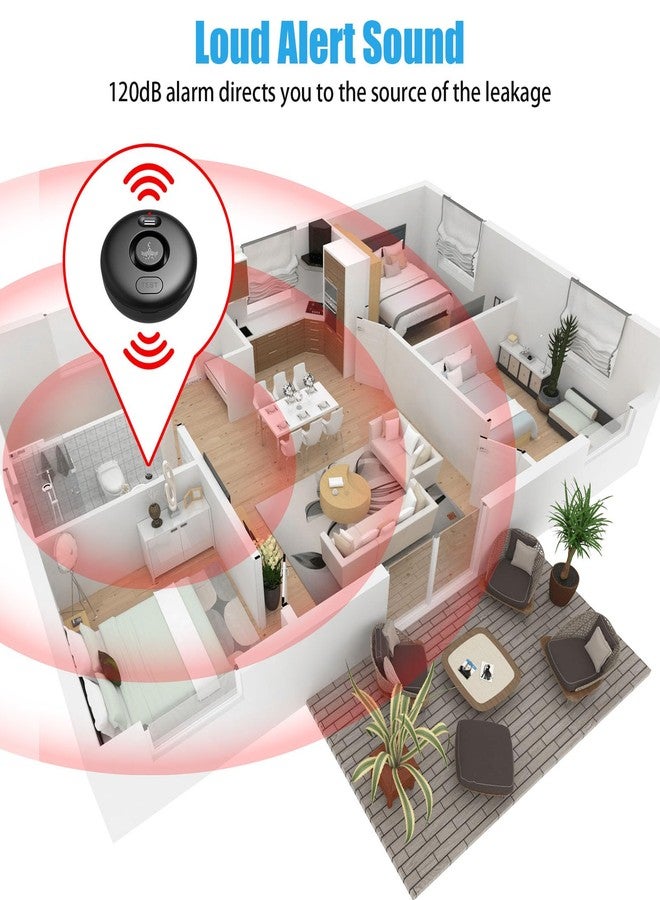 RUIKORING 5 Black Pack Water Leak Alarm Detector, 120dB Loud Alert Water Sensor, IP66 Waterproof, Sensitive Leak and Drip Alert, Easy Installation for Home, Basement Flood Prevention, Bathroom, Sink, Laundry - Image 5