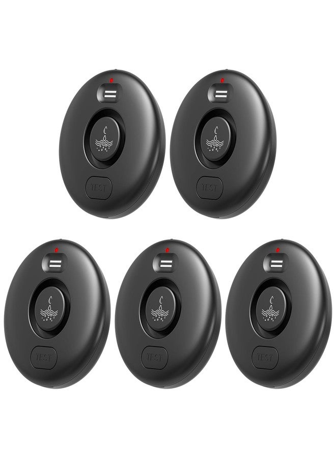 RUIKORING 5 Black Pack Water Leak Alarm Detector, 120dB Loud Alert Water Sensor, IP66 Waterproof, Sensitive Leak and Drip Alert, Easy Installation for Home, Basement Flood Prevention, Bathroom, Sink, Laundry - Image 1