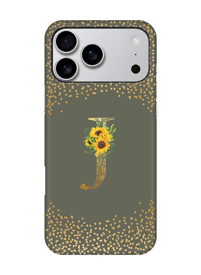Stylizedd For iPhone 17 Pro Max,Case, [Compatible with MagSafe] Magnetic cover Slim fit Protection Matte, - Custom Floral Monogram - J  (Olive Green )