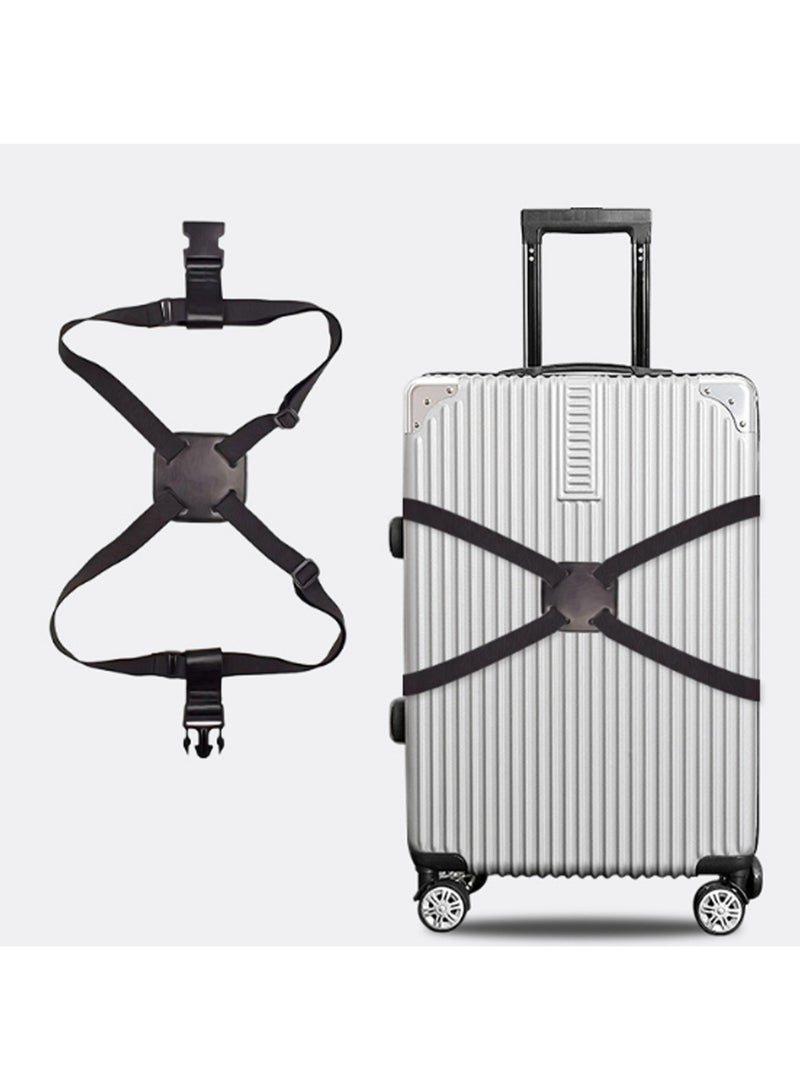 Black 8-Shaped Strap Adjustable Luggage Strap, Colorful Luggage Strap, Suitable For Travel, Protect Tightening And Strengthening Luggage - Image 1
