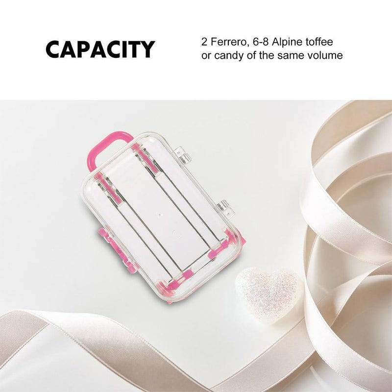 BUGUUYO Mini Suitcase Candy Boxes with Handle 3X2X1.5 Inch Clear Wedding Favor Packing Boxes for Party Supplies and Packaging - Image 3