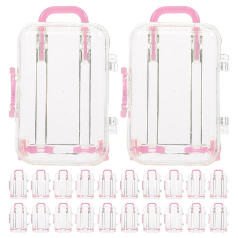 BUGUUYO Mini Suitcase Candy Boxes with Handle 3X2X1.5 Inch Clear Wedding Favor Packing Boxes for Party Supplies and Packaging - Image 1