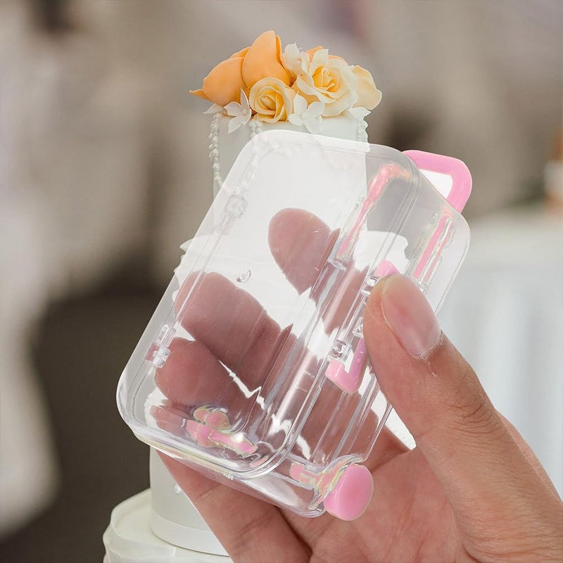 BUGUUYO Mini Suitcase Candy Boxes with Handle 3X2X1.5 Inch Clear Wedding Favor Packing Boxes for Party Supplies and Packaging - Image 2