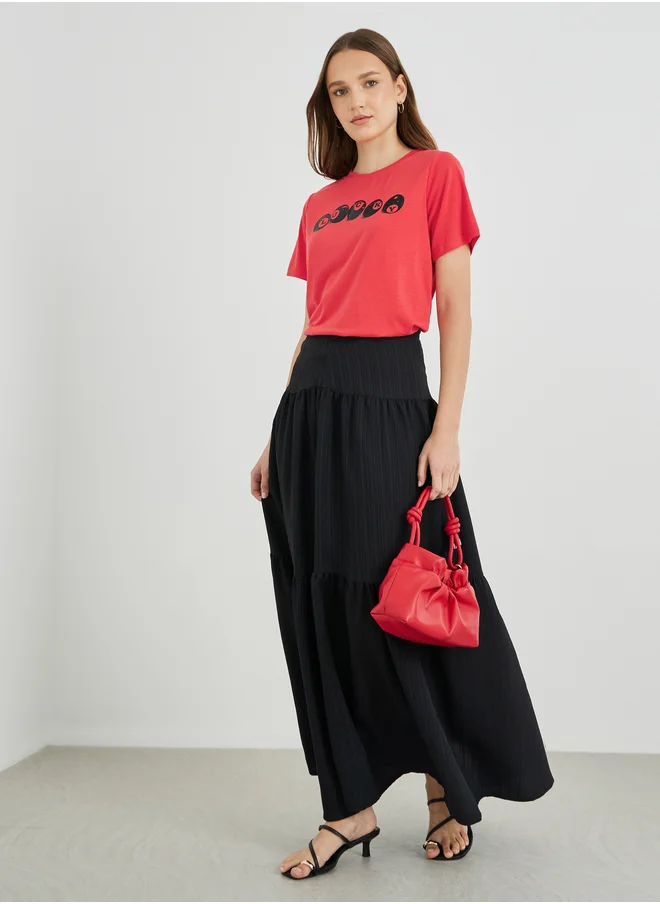 Take Two Take Two Slogan Print Round Neck T-Shirt