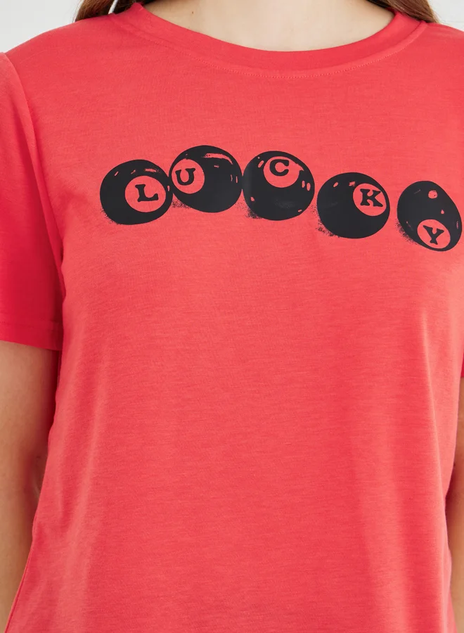 Take Two Take Two Slogan Print Round Neck T-Shirt