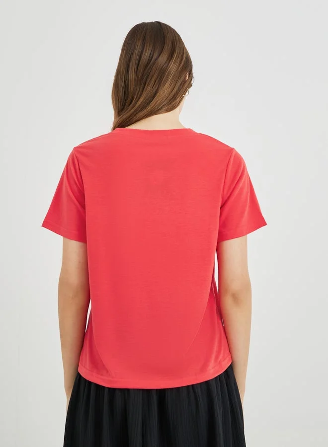 Take Two Slogan Print Round Neck T-Shirt