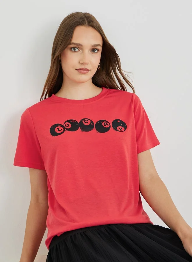 Take Two Slogan Print Round Neck T-Shirt