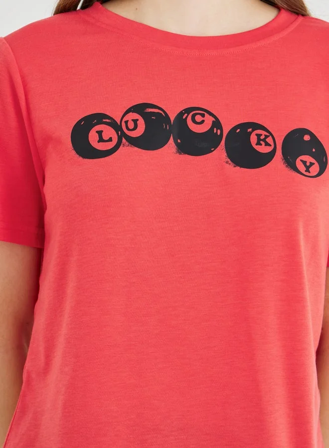 Take Two Slogan Print Round Neck T-Shirt