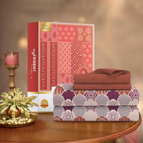 MYTRIDENT Celebration Bedsheet Gifting Collection Double Size - Mehfil Rust - Image 1