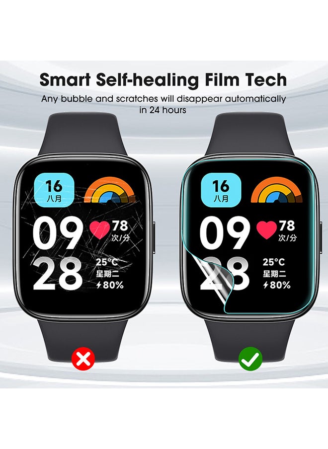 O Ozone (Pack of 3) Screen Protector For Redmi Watch 4, Full Coverage Transparent Anti Scratch Hydrogel Film Screen Guard Protector - Clear  - Image 3