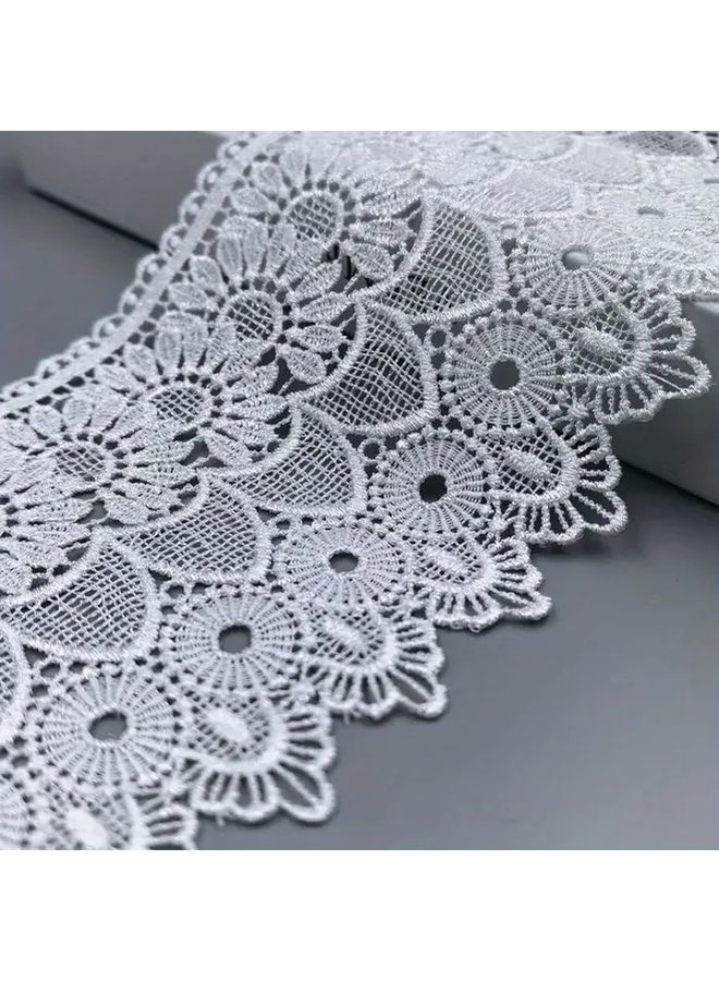 Black Polyester Lace Trim 2 Yards with Floral Scalloped Edges for Wedding DIY Craft - Image 2
