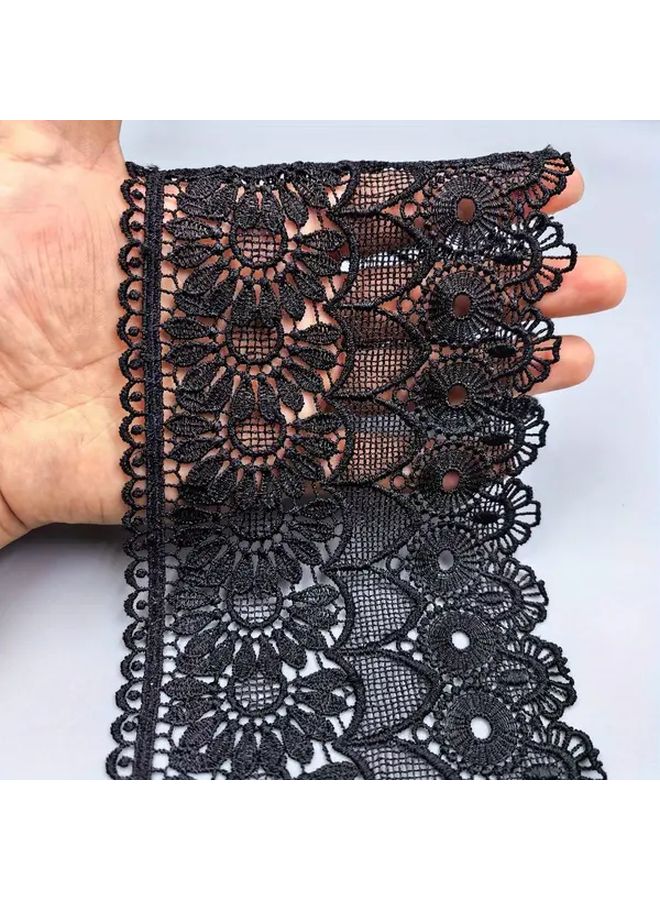 Black Polyester Lace Trim 2 Yards with Floral Scalloped Edges for Wedding DIY Craft - Image 5