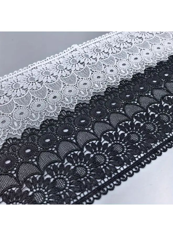 Black Polyester Lace Trim 2 Yards with Floral Scalloped Edges for Wedding DIY Craft - Image 3