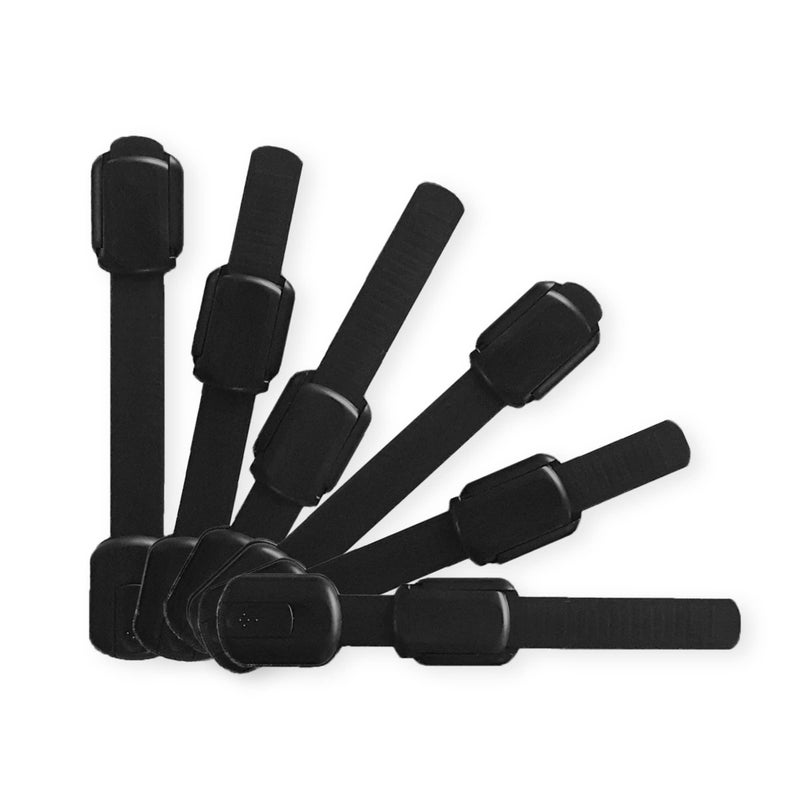 Adjustable Reusable Child Safety Cabinet Locks Latches Baby Proofing Door Window Cabinet Toilet Refrigerator Lock Child Safety Strap Locks with Adhesive Pads Pack of 6 Black Wonderkid