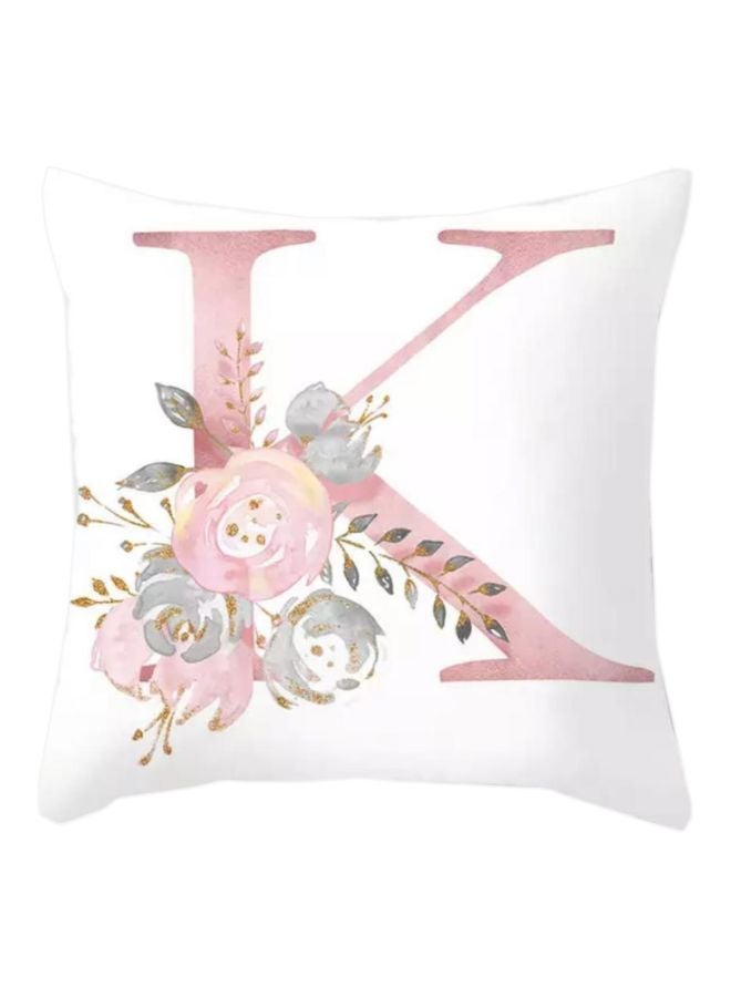 NIBEMINENT Initial K Printed Cushion Cover White/Pink/Blue 45x45cm