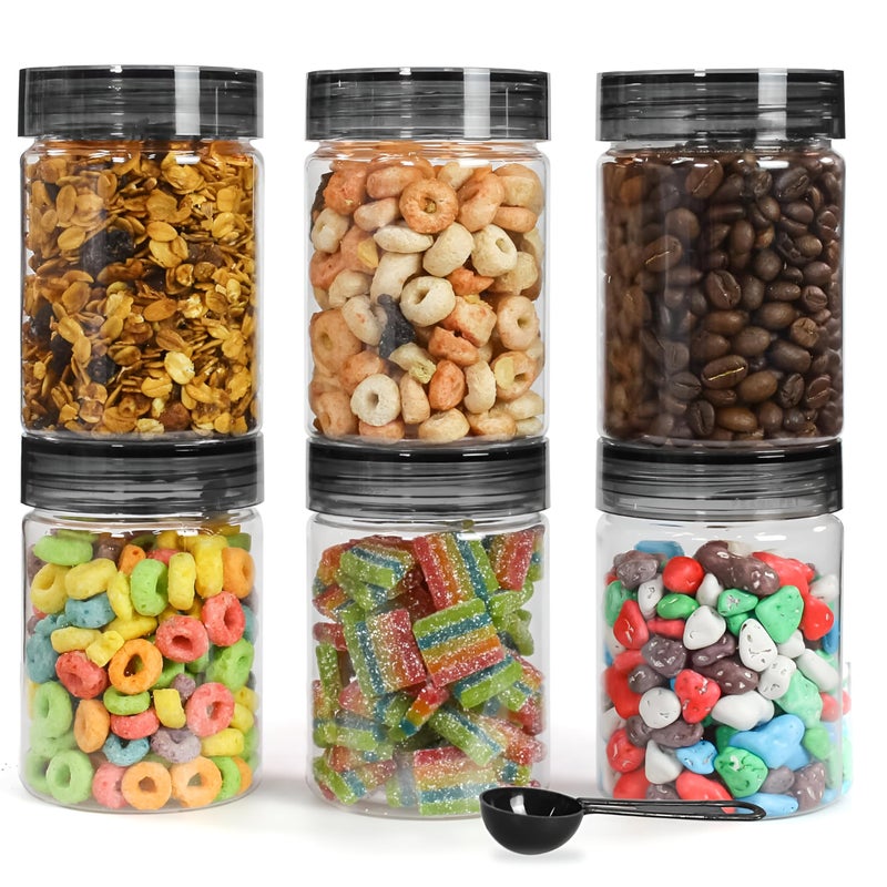 Homeor Plastic Storage Jar & Containers With Spoon, Airtight & BPA Free Containers for Kitchen Storage, Grocery Kitchen Container, Multipurpose Jar, Fridge Storage Container, 500 ML Set 6, Brown - Image 5