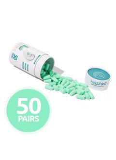 HASPRO HASPRO [50 PAIRS] Eco-Friendly Bulk Pack, Ultra Soft Foam Earplugs in GIGA Tube with Carry Case, Best Earplugs for Noise Canceling, Snoring, Work, DIY, Noise Redcution SNR 38dB (Mint)  - Image 2