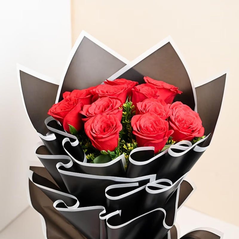Floweraura FlowerAura Fresh Live Flower Bouquet of 12 Red Roses In Black Packing For Birthday Gift Anniversary Gift Wedding Gift Congratulations Gift Gift For Special Occasions Same Day Delivery  - Image 3