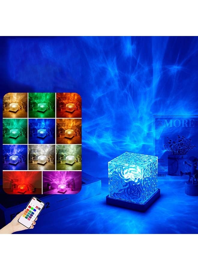 16 Colors Water Ripple Night Light,Water Ripple Table Lamp, Wave Table Lamp With Remote Control, 16 Color USB Power, Creative Bedside Atmosphere Lamp, Creative Bedside Flame Atmosphere Light Romantic Table Lamp Gift Starry Sky Projection Light, Wave Night Light for Bedroom - Image 3
