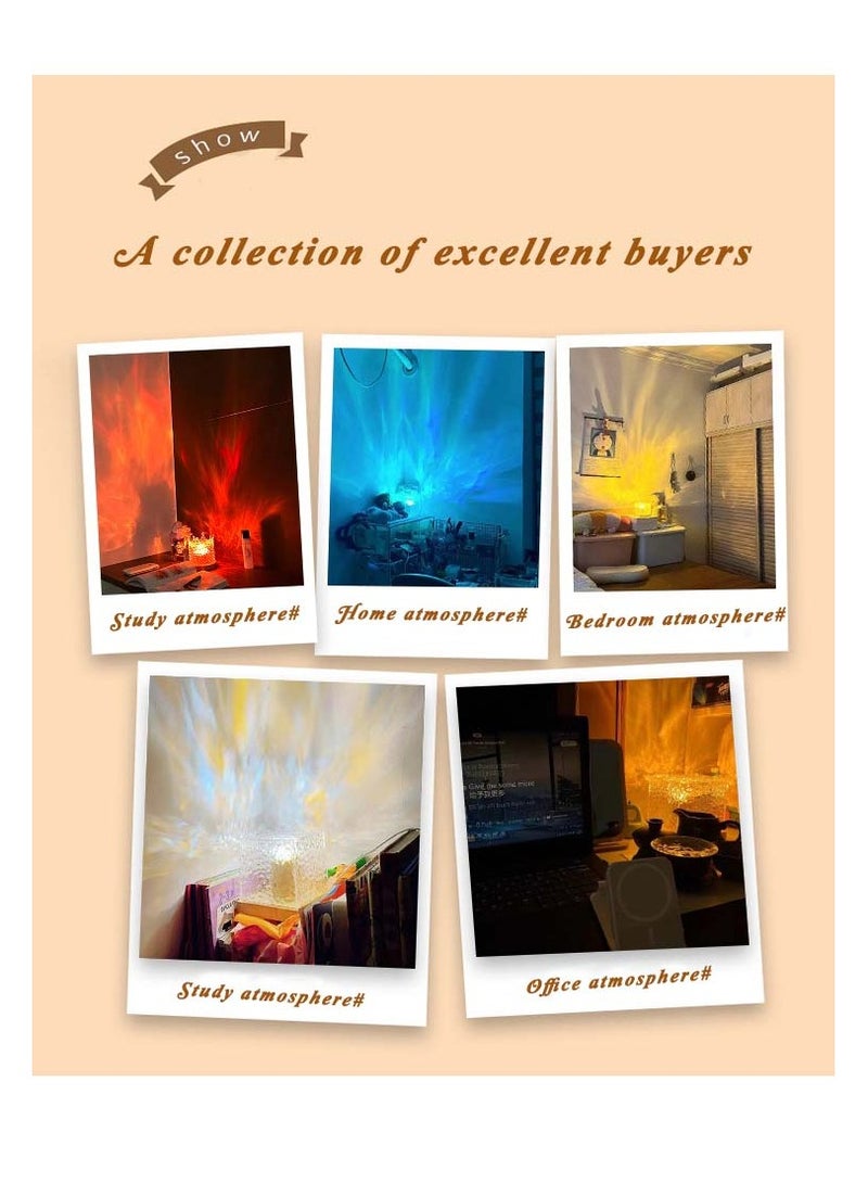 16 Colors Water Ripple Night Light,Water Ripple Table Lamp, Wave Table Lamp With Remote Control, 16 Color USB Power, Creative Bedside Atmosphere Lamp, Creative Bedside Flame Atmosphere Light Romantic Table Lamp Gift Starry Sky Projection Light, Wave Night Light for Bedroom - Image 4