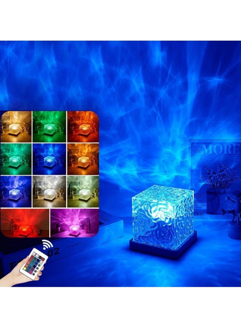 16 Colors Water Ripple Night Light,Water Ripple Table Lamp, Wave Table Lamp With Remote Control, 16 Color USB Power, Creative Bedside Atmosphere Lamp, Creative Bedside Flame Atmosphere Light Romantic Table Lamp Gift Starry Sky Projection Light, Wave Night Light for Bedroom - Image 2