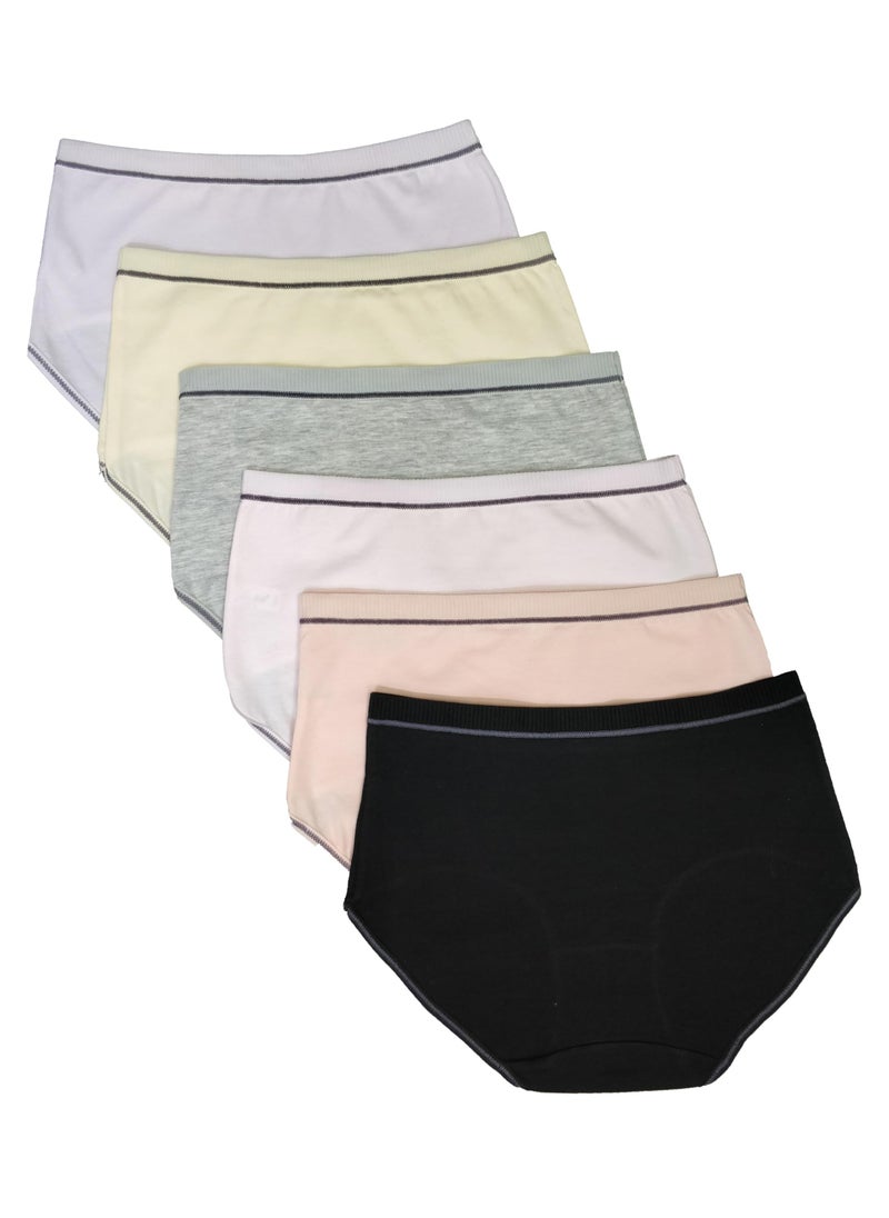 Love Bell Premium Cotton Four-way stretch Panties - MULTIPACK - Regular and Plus Sizes - Classic Briefs for Women (UAE/KSA, Alpha, M, Regular, Regular, Soft Pastel Plain - 6 Pcs Pack)  - Image 2