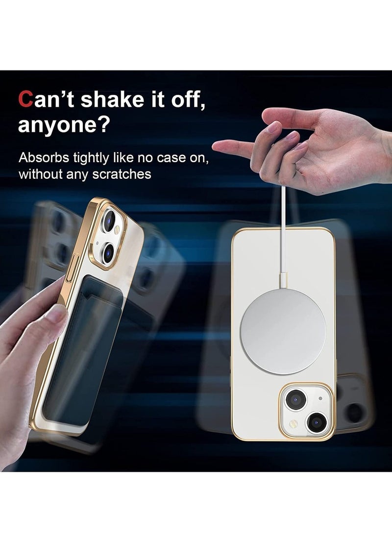 ELTRAZONE - Built-in Magnet Clear Case for iPhone 14, Compatible with Mag-safe Accessories, Slim Thin PC Durable Case Support Wireless Char-ging (iPhone 14, Gold) - Image 1