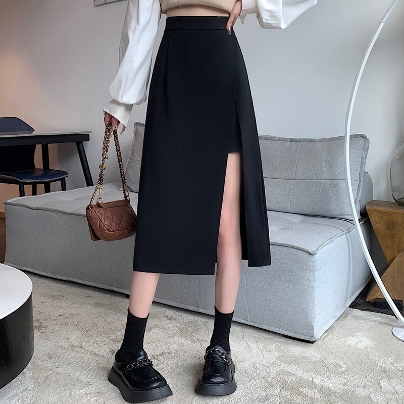 Design Niche Student High-Waist Slim Draped A-Line Skirt Versatile Mid-Length Hip-Hugging Skirt - Image 1