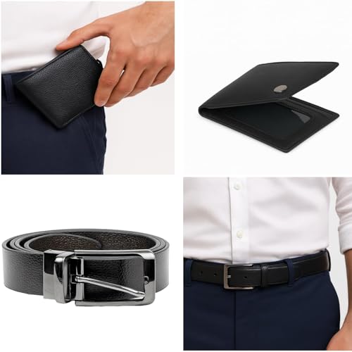 TRAVALATE Men’s Leather Belt & Wallet Combo | Reversible Black & Brown Belt with Premium Leather Wallet | Stylish Gift Set for Men | Formal & Casual Use - Image 5